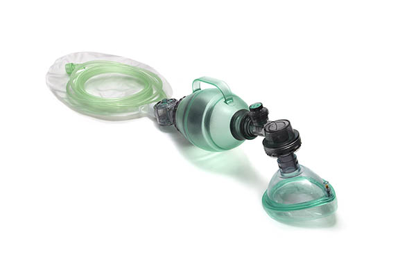 Beatmungsbeutel-System Kinder, 550ml Beutel mit Überdruckventil (40cm H20) und Maske Gr.1, abnehmbares 02-Reservoir