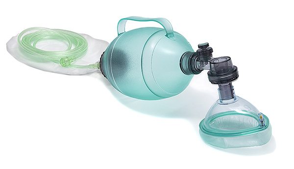 Beatmungsbeutel-System Erwachsene, 1.5L Beutel mit Überdruckventil (60cm H2O), Maske Gr.5