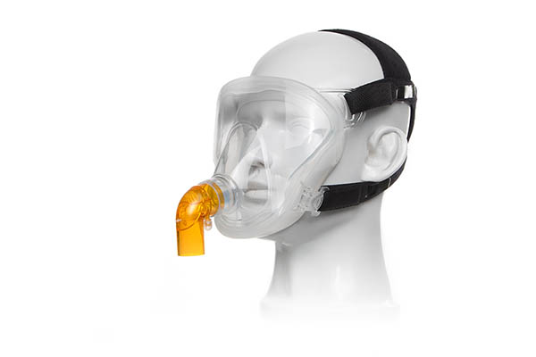 FitMax CPAP Vollgesichtsmaske, mit belüftetem Anti-Asphyxie Winkelstück, Kopfband, Groß