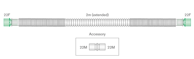 22mm Compact Verlängerungsschlauch 2.0m, zusätzl. Adapter 22AD/22AD