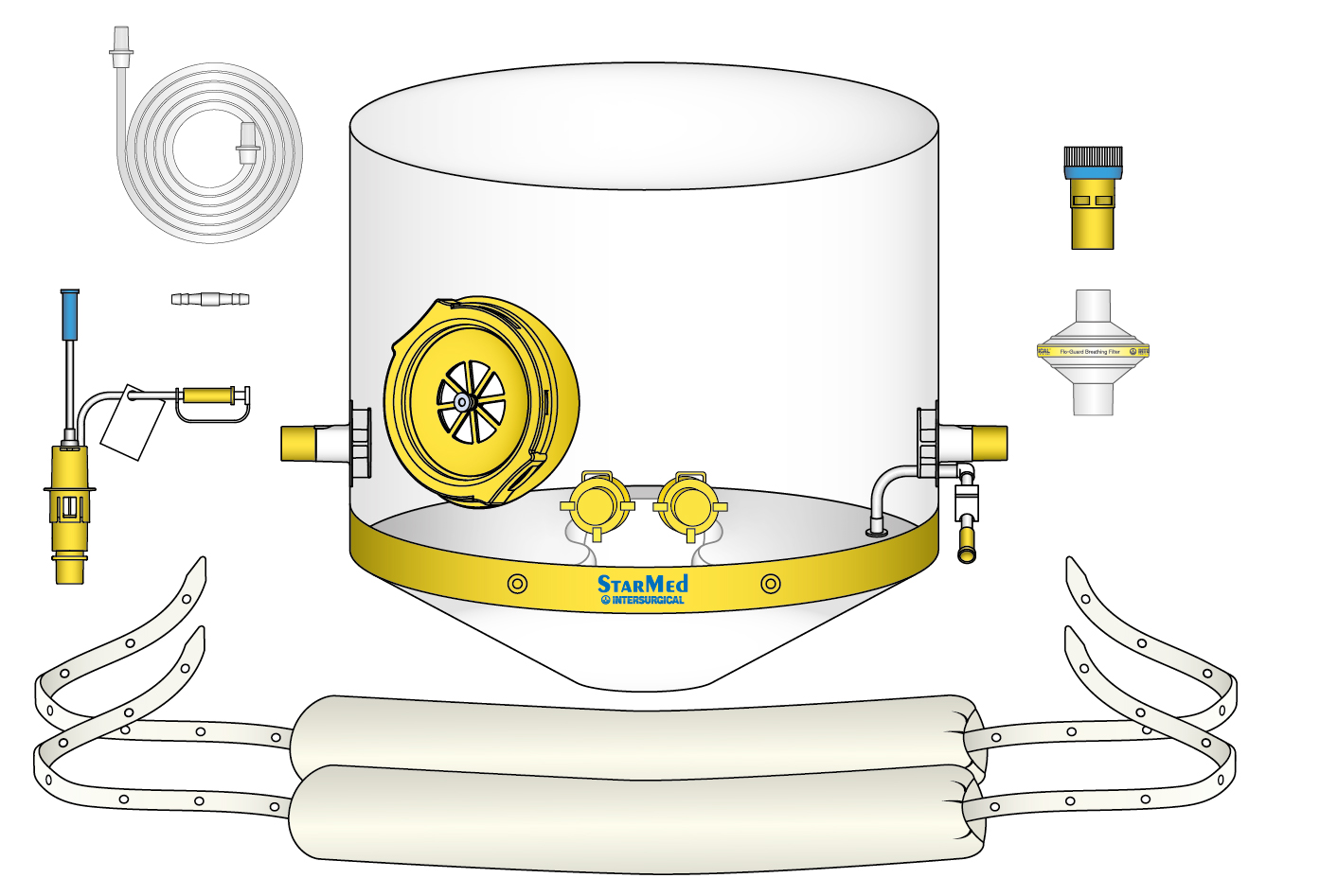 CaStar R hood kit for NIV and CPAP use with Venturi flow generator and PEEP valve, extra extra large, ≥50cm neck circumference 