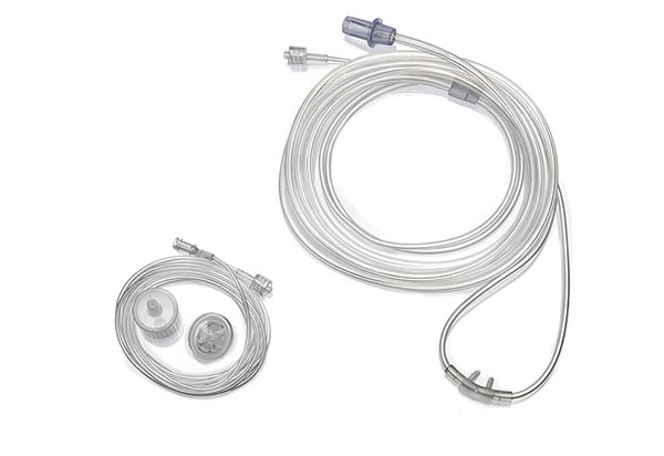 Sentri Nasenkanüle Erwachsene, gebogene Ansatzstücke, O2-Schlauch 2.1m, CO2-Messleitung, Filter