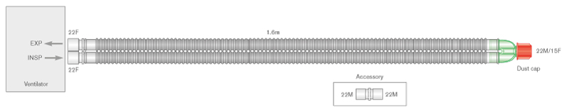 22mm Flextube Beatmungssystem ≥1.6m - steril