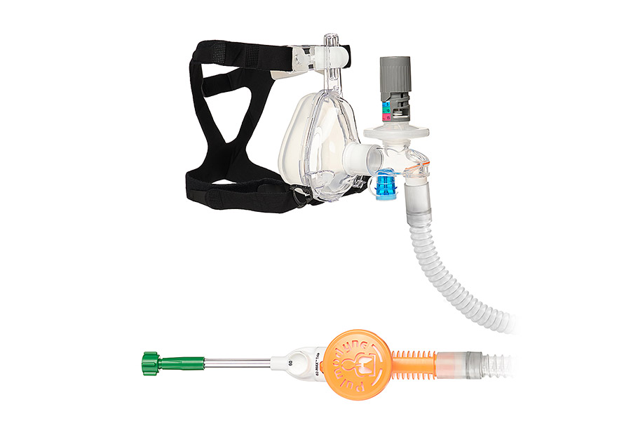 O2-MAX Trio-System mit Smoothbore-Schlauch, 5-SET verstellbarem PEEP-Ventil und BiTrac ED Maske, Erw. groß
