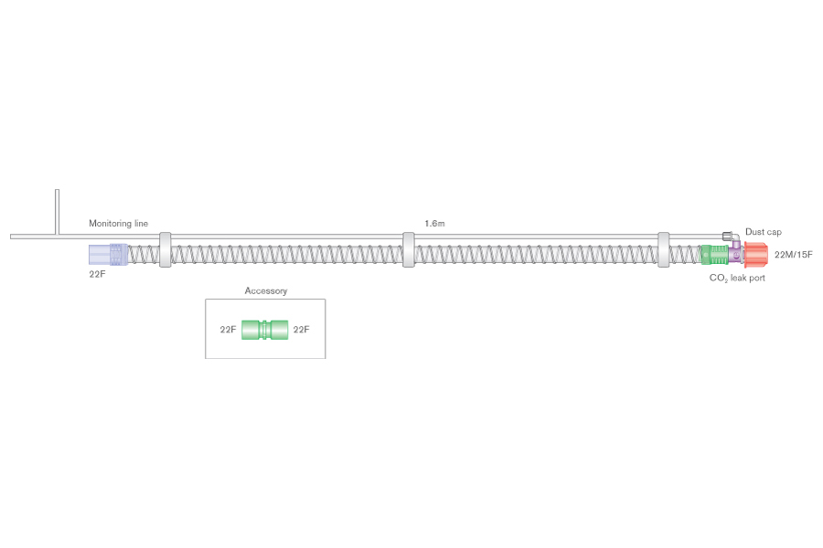 22mm Smoothbore Bilevel-Beatmungssystem 1.6m mit Drehkonnektor, CO2-Leckageport und geteilter Messleitung
