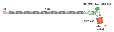10mm Flextube Beatmungssystem für neonatale Reanimation mit variablem PEEP und Doppel-Drehkonnektor für Neopuff®, ≥ 1.2m