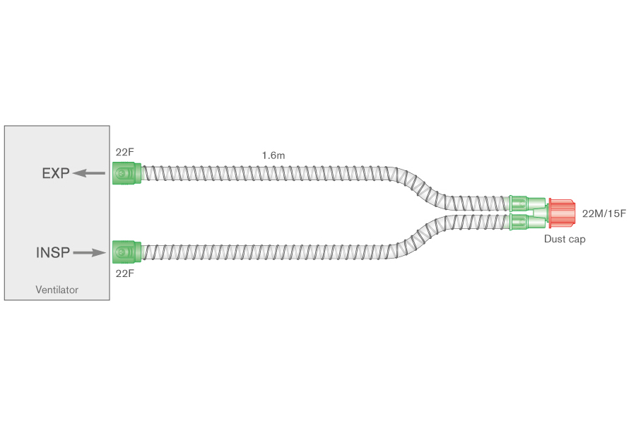 15mm Smoothbore Beatmungssystem 1.6m Standard