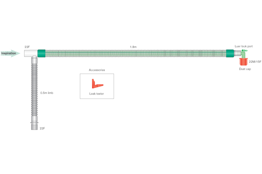 22mm DuoFlow Beatmungssystem mit Luer-Winkel, ≥ 1.8m
