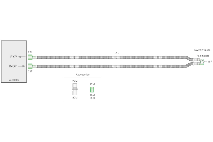 10mm Flextube Transport-Beatmungssystem 1.6m für babyPAC® Ventilator