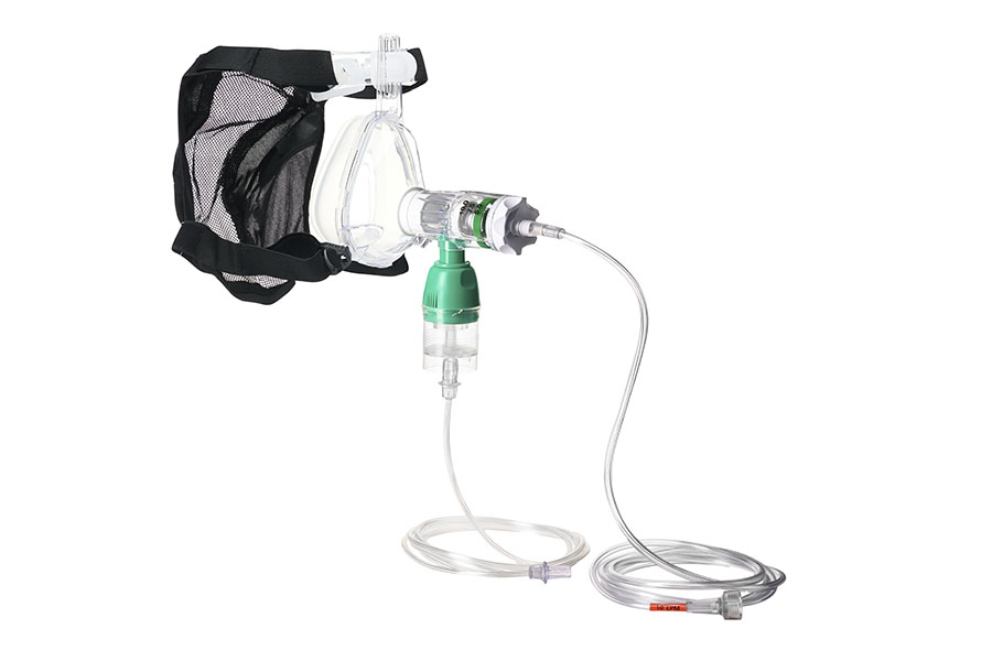 GO-PAP System mit Sauerstoffschlauch, Vernebler und BiTrac ED Maske mit Kopfband und Haube, Erw. medium