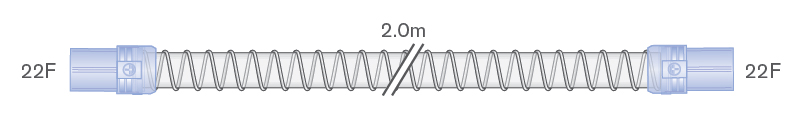22mm Smoothbore Spiralschlauch für Beatmung 2.0m mit weichen Endkonnektoren 22ID-22ID 