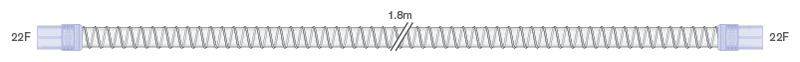 22mm Smoothbore Spiralschlauch für Beatmung 1.8m mit weichen Endkonnektoren 22ID-22ID 