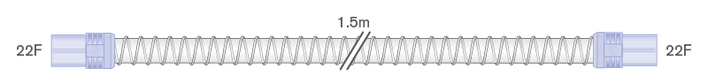 22mm Smoothbore Spiralschlauch für Beatmung 1.5m mit weichen Endkonnektoren 22ID-22ID 