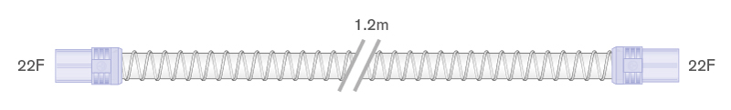 22mm Smoothbore Spiralschlauch für Beatmung 1.2m mit weichen Endkonnektoren 22ID-22ID