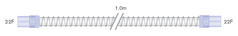 22mm Smoothbore Spiralschlauch für Beatmung 1.0m mit weichen Endkonnektoren 22ID-22ID