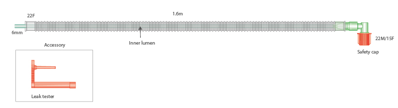 Mapleson D Bain koaxiales Beatmungssystem 1.6m zur Anwendung mit Bain Adapter (kein Ventil oder Beutel)