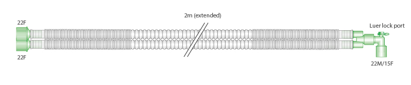 15mm Compact Anästhesie-System mit Luer-Winkel, ≥ 2m