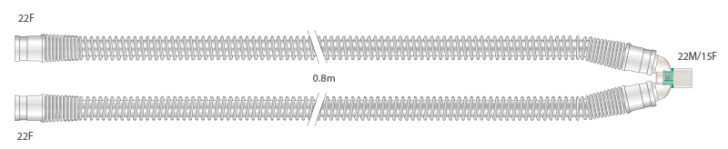 22mm Silikon-Beatmungssystem, Erwachsene, ≥0.8m