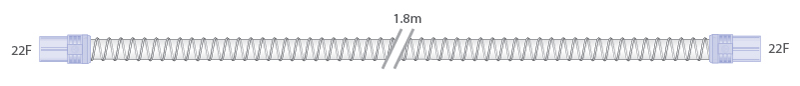 15mm Smoothbore tube with soft end connectors, 22F-22F, 1.8m