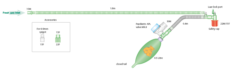 Infant T-Stück-Beatmungssystem 1.8m mit Beutel 0.5 Liter