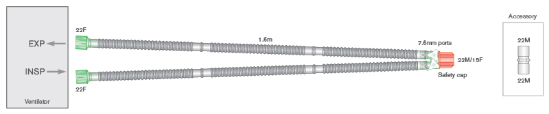 15mm Flextube Beatmungssystem 1.6m inkl. Y-Stück mit Öffnung