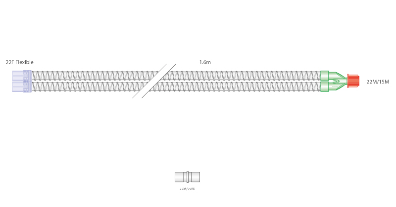 22mm Eco Smoothbore Beatmungssystem 1.6m