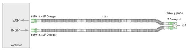 10mm Flextube Transport-Beatmungssystem 1.2m für babyPAC® Ventilator